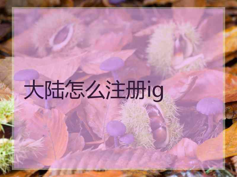 大陆怎么注册ig