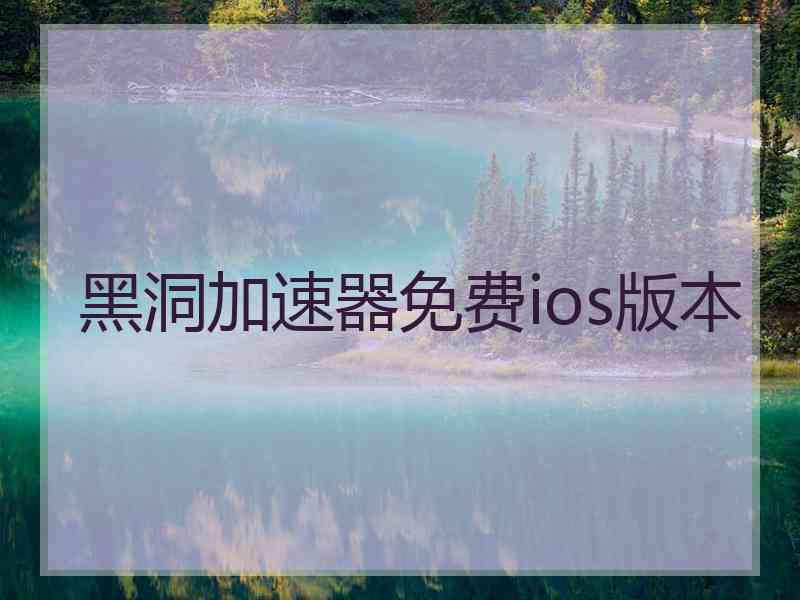黑洞加速器免费ios版本
